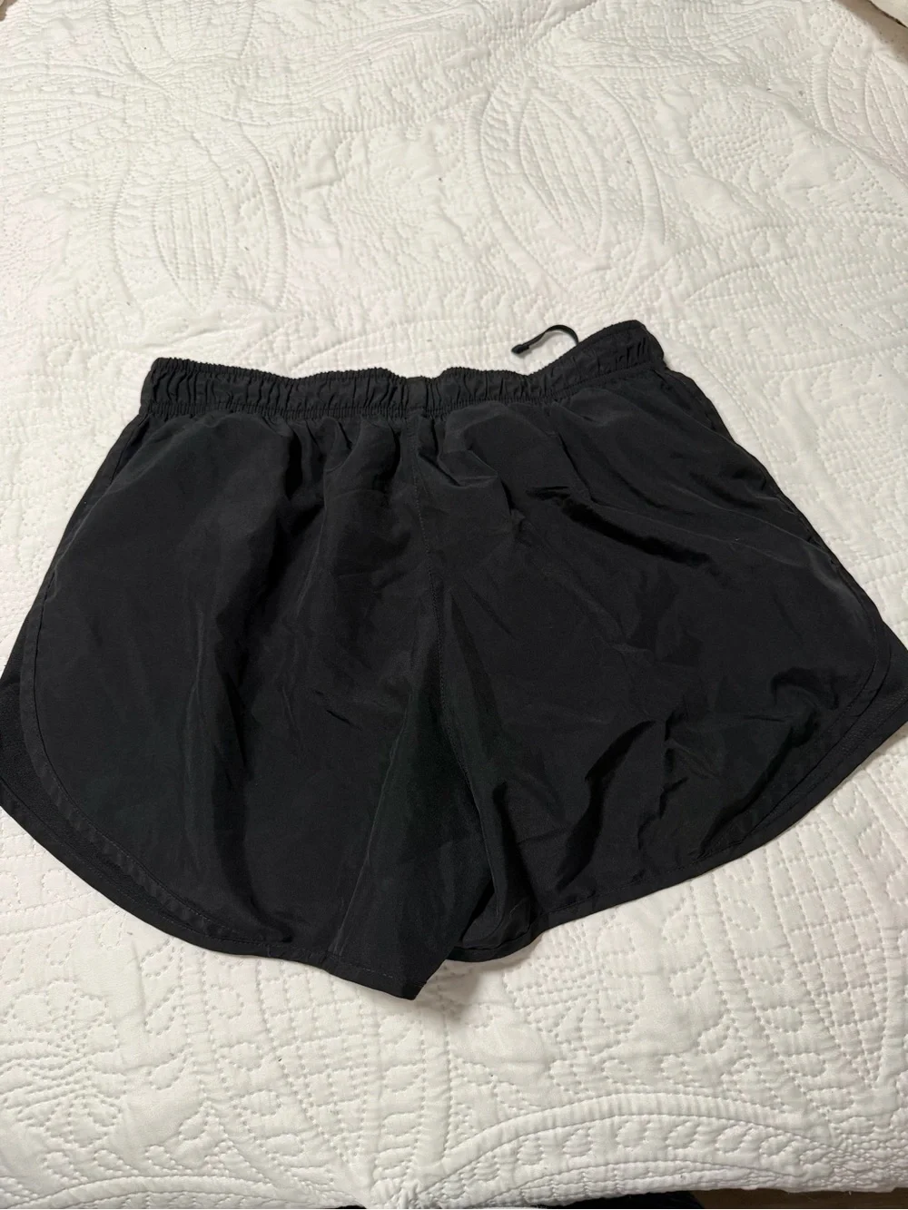 Nike Black Women's Athletic Running Shorts with Silver Swoosh
